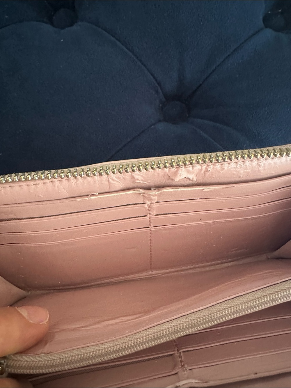 Coach Tan Signature Canvas Wallet with Pink Trim - Picture 6 of 10